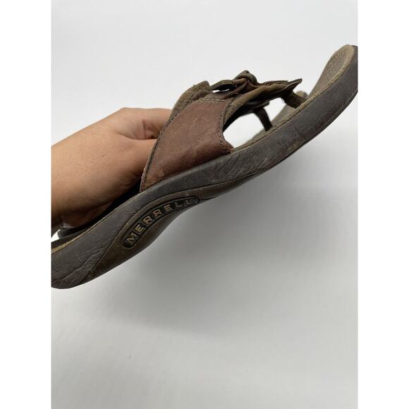 Merrell Denise‎ Sandals Womens 6 Garden Thong Brown Leather Wide Strap *read - Picture 7 of 8